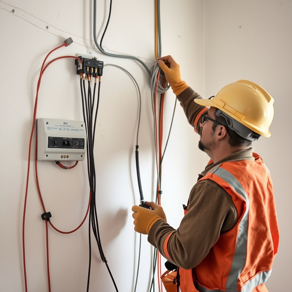 Électricité et mise aux normes en cours de pose (illustration)